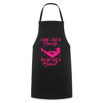 Fitness Fanatics A Beauty Sit-Up Like Beast - Cooking Apron - black - Front - AI Model Male 185 dark (185cm)