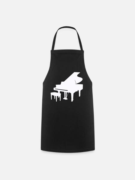 Piano Silhouette Monochrom - Kochschürze - Schwarz