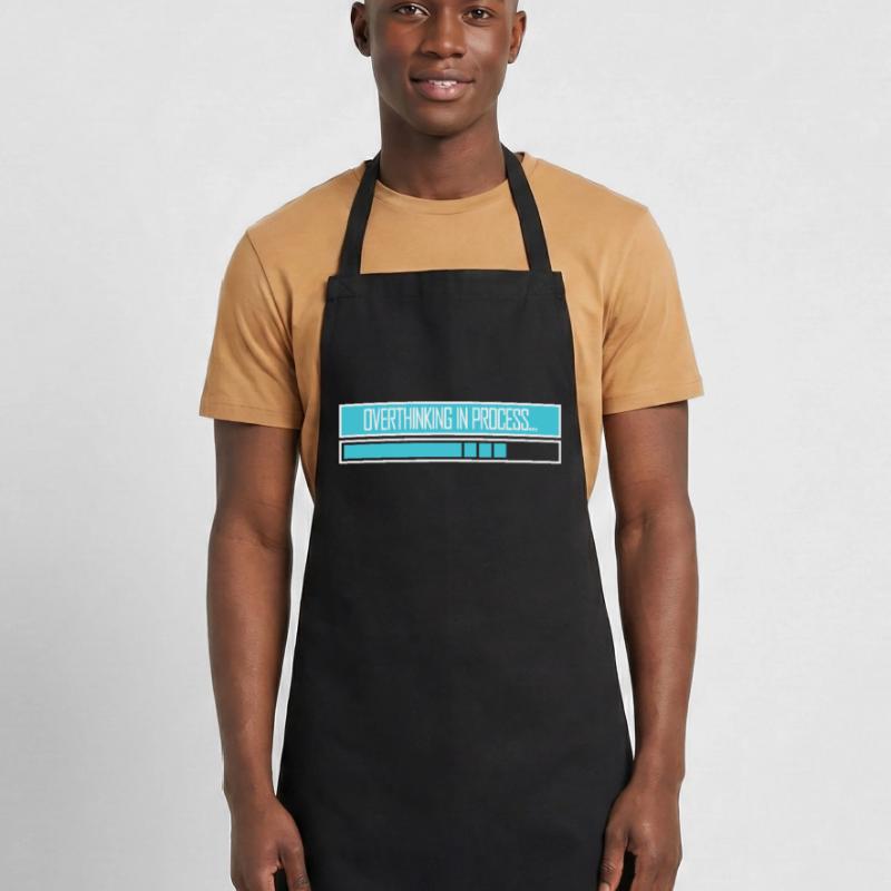 Overthinking In Process Funny Brooding Saying Logo Cooking Apron
