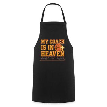 Mon entraîneur est au paradis dans le basket chrétien - Tablier de cuisine - noir - Devant - AI Model Male 185 dark (185cm)