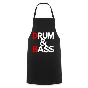 Drum & Bass / Rum & Ass Drummer Band Musik - Kochschürze - Schwarz - Vorne - AI Model Male 185 dark (185cm)