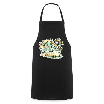 Little elephant in the bathroom shower fun - Cooking Apron - black - Front - AI Model Male 185 dark (185cm)