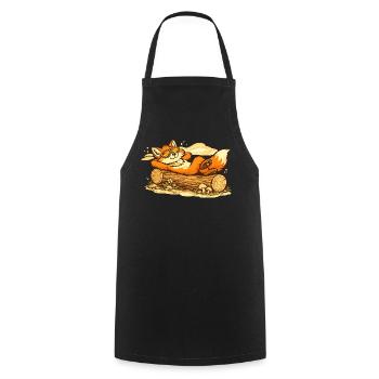 Chill fox in wooden trunk with sunglasses - Cooking Apron - black - Front - AI Model Male 185 dark (185cm)