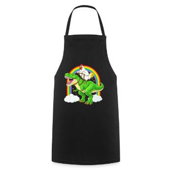 Dinosaure Arc-en-ciel à chevauchage de poulet T-Rex - Tablier de cuisine - noir - Devant - AI Model Male 185 dark (185cm)