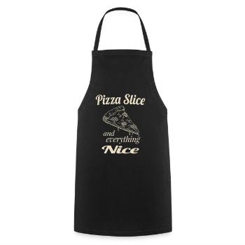 Pizza Slice and Everything Nice – Funny Pizza Love - Kochschürze - Schwarz - Vorne - AI Model Male 185 dark (185cm)