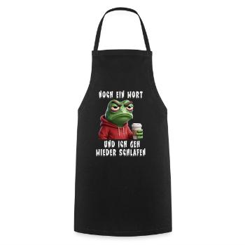 Funny frog saying for morning grouches - Cooking Apron - black - Front - AI Model Male 185 dark (185cm)