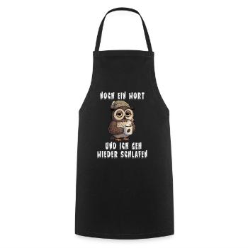 Tired Owl for Coffee Fans Morning Grouch Sticker - Cooking Apron - black - Front - AI Model Male 185 dark (185cm)
