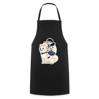Sailor Girl and Shiba Sticker - Cooking Apron - black - Front - AI Model Male 185 dark (185cm)