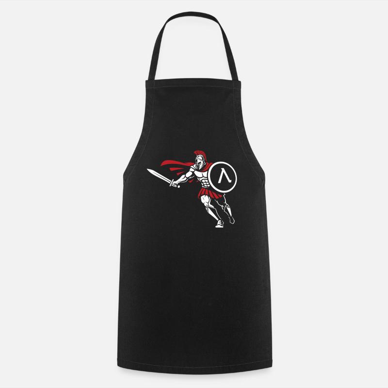 Spartan Attack Sword Shield Spartan Mascot - Cooking Apron - black