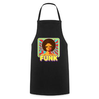 70s Funk Afro Soul Retro Vintage Groovy Style - Kochschürze - Schwarz - Vorne - AI Model Male 185 dark (185cm)