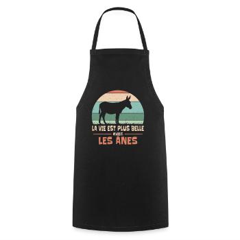La Vie Est Plus Belle Avec Les Ânes Humour Animal - Tablier de cuisine - noir - Devant - AI Model Male 185 dark (185cm)