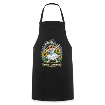 First Communion Blossom Dance Girl - Cooking Apron - black - Front - AI Model Male 185 dark (185cm)