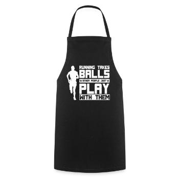 Coureur de marathon prend des ballons en courant - Tablier de cuisine - noir - Devant - AI Model Male 185 dark (185cm)