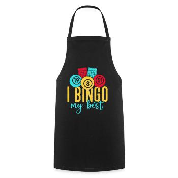 Jeu de bingo Je bingo Mon meilleur bingo - Tablier de cuisine - noir - Devant - AI Model Male 185 dark (185cm)