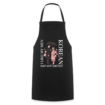 K-Drama Produits dérivés Coréens K-Pop Drame - Tablier de cuisine - noir - Devant - AI Model Male 185 dark (185cm)