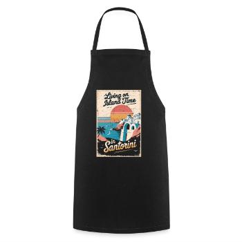 Island Time In Santorini - Cooking Apron - black - Front - AI Model Male 185 dark (185cm)