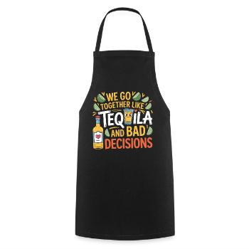 Tequila & Mauvaises décisions Cadeau d’amis drôles - Tablier de cuisine - noir - Devant - AI Model Male 185 dark (185cm)