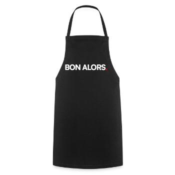 BON ALORS | Expression humour minimaliste - Tablier de cuisine - noir - Devant - AI Model Male 185 dark (185cm)