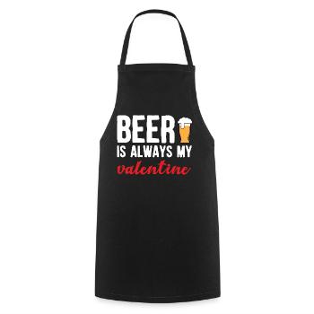 Beer Is My Valentine Funny Craft Brew Drinking Art - Cooking Apron - black - Front - AI Model Male 185 dark (185cm)