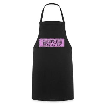 Born in 1979 - Cooking Apron - black - Front - AI Model Male 185 dark (185cm)