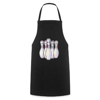 Quilles de bowling Look comique - Tablier de cuisine - noir - Devant - AI Model Male 185 dark (185cm)