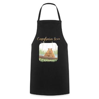 T-Shirt-Design „Capybara Love“ - Kochschürze - Schwarz - Vorne - AI Model Male 185 dark (185cm)