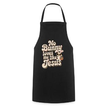 Aucun lapin ne m’aime comme Jésus - Tablier de cuisine - noir - Devant - AI Model Male 185 dark (185cm)