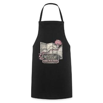 Cherry Blossom Sakura Cherry Blossom - Cooking Apron - black - Front - AI Model Male 185 dark (185cm)