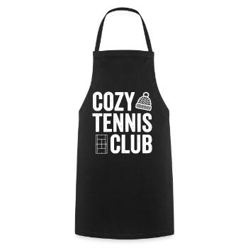 Cozy Tennis Club, stylish tennis polo - Cooking Apron - black - Front - AI Model Male 185 dark (185cm)
