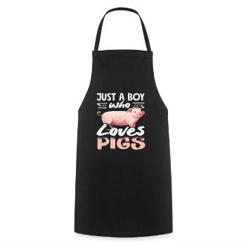 Just a boy who loves pigs farm - Cooking Apron - black - Front - AI Model Male 185 dark (185cm)