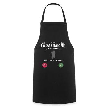 La Sardaigne M’Appelle Faut Que J’Y Aille Humour - Tablier de cuisine - noir - Devant - AI Model Male 185 dark (185cm)