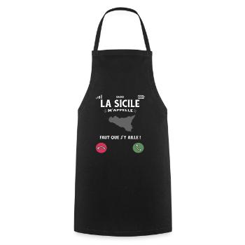 La Sicile M’Appelle Faut Que J’Y Aille Humour - Tablier de cuisine - noir - Devant - AI Model Male 185 dark (185cm)