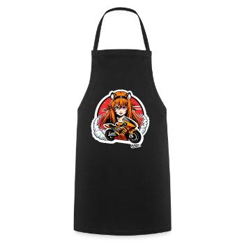 Tiger Rider Motorcycle Girl - Cooking Apron - black - Front - AI Model Male 185 dark (185cm)