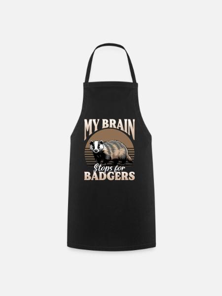 Funny Animal Badger - Kochschürze - Schwarz