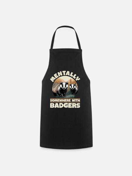 Funny Animal Badger - Kochschürze - Schwarz