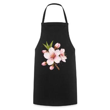 Almond Blossom Pink Spring Flower - Cooking Apron - black - Front - AI Model Male 185 dark (185cm)
