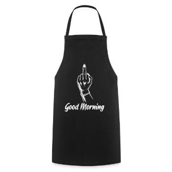 Tenue sarcasme du majeur du bon matin - Tablier de cuisine - noir - Devant - AI Model Male 185 dark (185cm)
