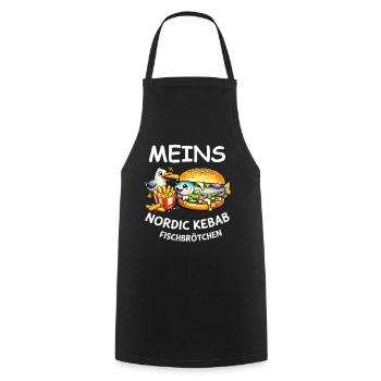 Lustiges Fischbrötchen Küstenhumor Nordsee Ostsee - Kochschürze - Schwarz - Vorne - AI Model Male 185 dark (185cm)