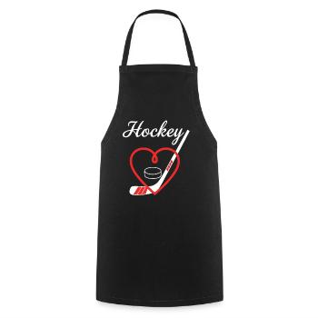 Eishockey Herz Puck Schläger - Kochschürze - Schwarz - Vorne - AI Model Male 185 dark (185cm)