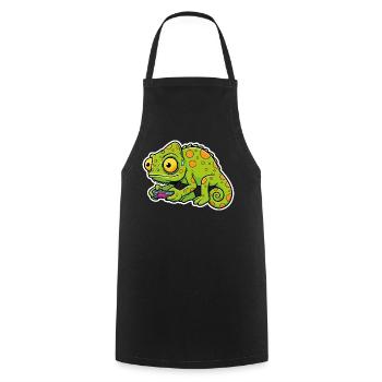 Chameleon Gamer Controller Video Games Mascot - Cooking Apron - black - Front - AI Model Male 185 dark (185cm)