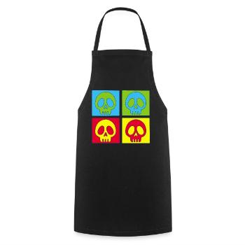 Skulls and four-colour printing - Cooking Apron - black - Front - AI Model Male 185 dark (185cm)