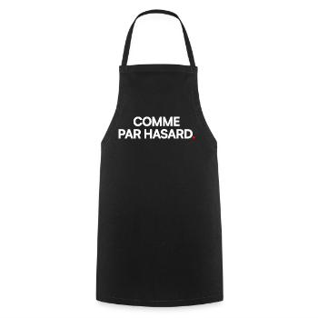 COMME PAR HASARD | Expression humour minimal - Tablier de cuisine - noir - Devant - AI Model Male 185 dark (185cm)
