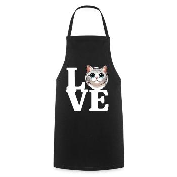 J’ADORE Chat Amoureux Chat Drôle - Tablier de cuisine - noir - Devant - AI Model Male 185 dark (185cm)