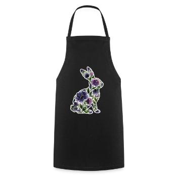 Hase Silhouette Blumen - Kochschürze - Schwarz - Vorne - AI Model Male 185 dark (185cm)