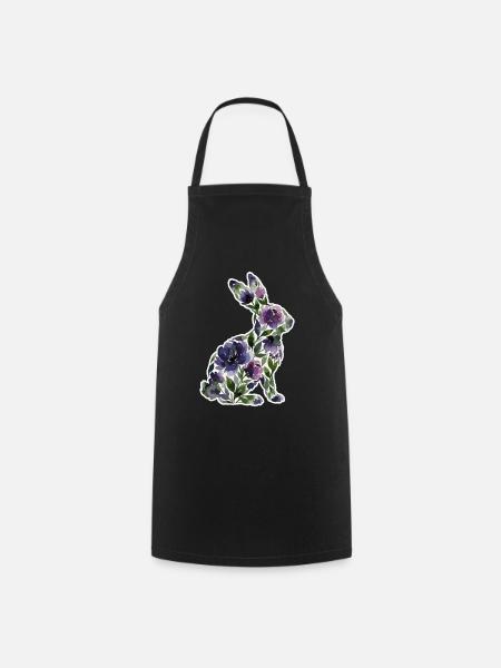 Hase Silhouette Blumen - Kochschürze - Schwarz