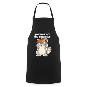 Powered by Snacks Raccoon Motif - Cooking Apron - black - Front - AI Model Male 185 dark (185cm)