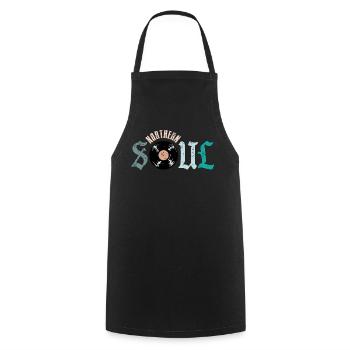 Northern Soul Music Vinyl - Cooking Apron - black - Front - AI Model Male 185 dark (185cm)