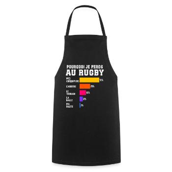 Pourquoi Je Perds Au rugby  - Tablier de cuisine - noir - Devant - AI Model Male 185 dark (185cm)