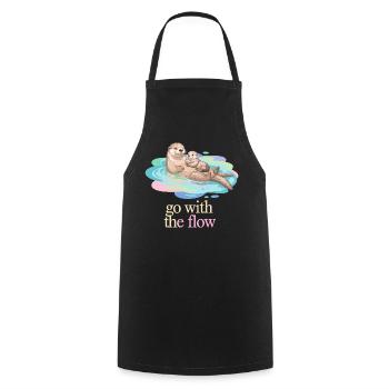 Otter Duo in Pastel Flow - Cooking Apron - black - Front - AI Model Male 185 dark (185cm)