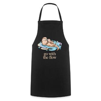 Otter Family Go with the Flow - Cooking Apron - black - Front - AI Model Male 185 dark (185cm)